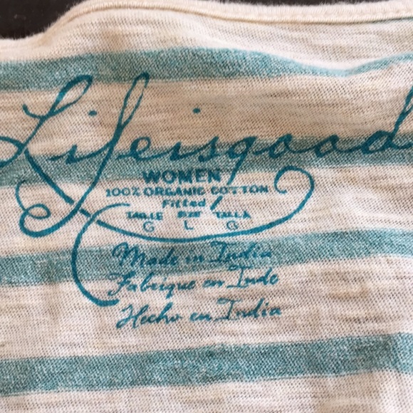 Life is good organic cotton striped scoop neck T - Picture 6 of 7